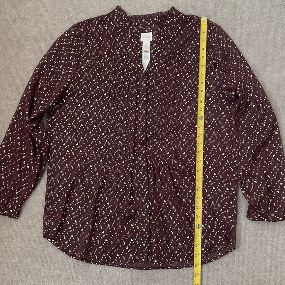 Chico's Shirt Womens Size 2 (Large) Maroon Metallic Gold Sheer Lightweight Top - Picture 7 of 8